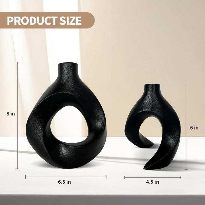 Black Ceramic Vase Set of 2