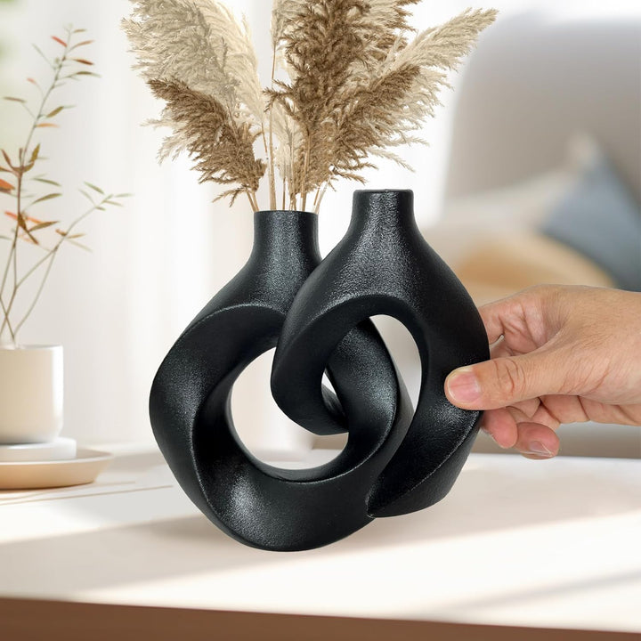 Black Ceramic Vase Set of 2