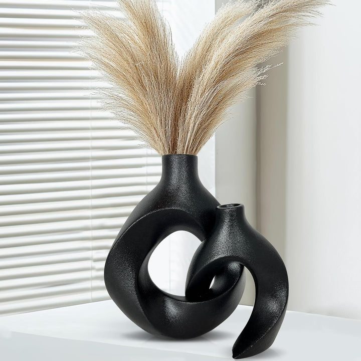 Black Ceramic Vase Set of 2