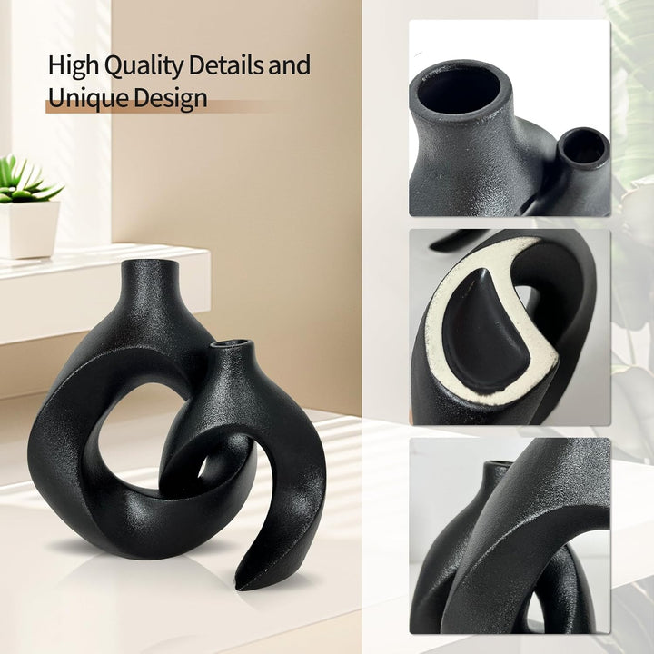 Black Ceramic Vase Set of 2