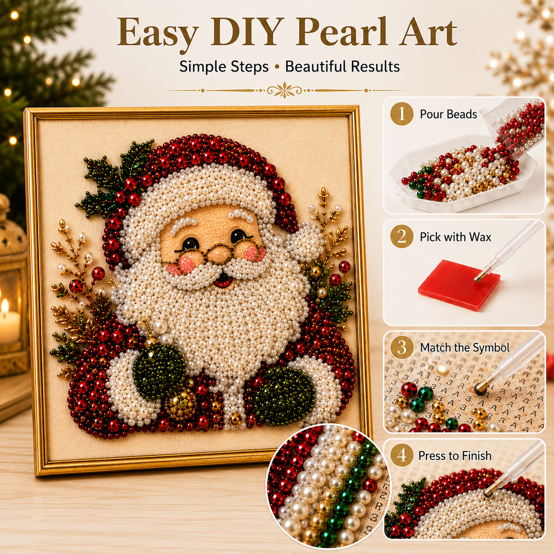 Relaxing & Beginner-Friendly DIY Christmas Pearl Diamond Painting Art Kit