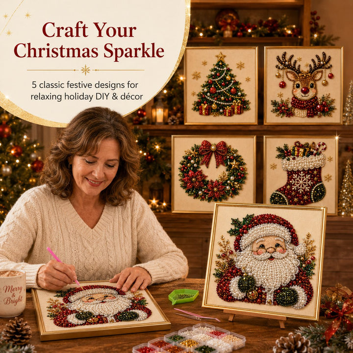 Relaxing & Beginner-Friendly DIY Christmas Pearl Diamond Painting Art Kit